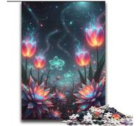 1000 Piece Jigsaws for Adults Puzzle Glowing Flowers in A Dreamy Landscape Brainteaser Family Games Stress Reliever Toy Wall Decor (size 38x52cm)