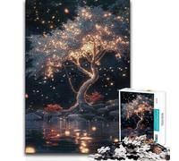 1000 Piece Jigsaws for Adults Puzzle Glowing Tree by The Lake Precision Cutting Practical Game Suitable for Ages 14 And Up (size 50x75cm)