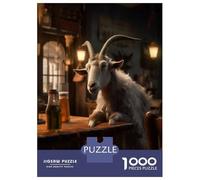 1000 Piece Jigsaws for Adults Puzzle Goat Drinking Beer Bar Puzzle for Adults Relax Games Stress Reliever Birthday Present, Gifts, 70x50cm/1000pcs