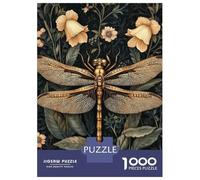 1000 Piece Jigsaws for Adults Puzzle Golden Dragonfly in Bloom Puzzles for Adults Toy Wall Decor Presents for Women Birthday Present, Gifts, 38x26cm/1000pcs