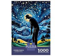 1000 Piece Jigsaws for Adults Puzzle Golf Starry Night Puzzles for Adults Family Game Hand Speed Race Challenging To Complete 38x26cm/1000pcs