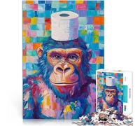 1000 Piece Jigsaws for Adults Puzzle Gorilla with Toilet Paper Hat Hands-on-Spiel Einzigartige Wohndekoration und Geschenke75x50cm