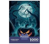 1000 Piece Jigsaws for Adults Puzzle Halloween Pumpkin with Ghosts And Moon Adult Jigsaw Puzzle Brain Teaser Game Difficult Challenge Challenging To Complete 70x50cm/1000pcs