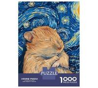 1000 Piece Jigsaws for Adults Puzzle Hamster in Starry Night Style Adult Jigsaw Puzzle Brain Teaser Game Difficult Challenge Challenging To Complete 70x50cm/1000pcs