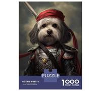 1000 Piece Jigsaws for Adults Puzzle Havanese Dog in Armor Jigsaw Puzzle Brain Teaser Game Hand Speed Race Great Gift for Gaming 38x26cm/1000pcs