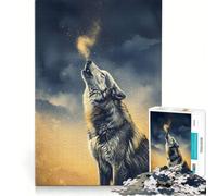 1000 Piece Jigsaws for Adults Puzzle Howling Wolf with Golden Breath, Educational Game, Wall Decoration, for Is Ideal As A Gift (38x52cm)