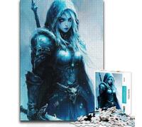 1000 Piece Jigsaws for Adults Puzzle Ice Snow Frost Death Queen Knight Fantasy Precision Cutting Practical Game Suitable for Ages 14 And Up (size 38x26cm)