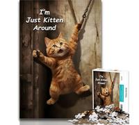 1000 Piece Jigsaws for Adults Puzzle Im Just Kitten Around Meme Family Fun & Game Night Improve Memory Secret Santa Gifts (size 50x75cm)