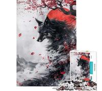 1000 Piece Jigsaws for Adults Puzzle Japanese Black Kitsune Fox Jigsaw for Adults Relax Games Hand Speed Race Great Gifts for Gaming (Size 38x52cm)