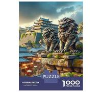 1000 Piece Jigsaws for Adults Puzzle Japanese Castle with Lions Puzzles for Adults Fun Games Wall Decoration Challenging To Complete 52x38cm/1000pcs