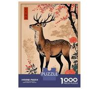1000 Piece Jigsaws for Adults Puzzle Japanese Deer Vintage Jigsaw for Adults Family Game Wall Decoration Great Gift for Gaming 52x38cm/1000pcs