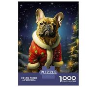 1000 Piece Jigsaws for Adults Puzzle Jolly Bulldog Xmas Adult Jigsaw Puzzle Toy Wall Decor Difficult Hard Birthday Present, Gifts, 52x38cm/1000pcs