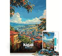 1000 Piece Jigsaws for Adults Puzzle Kigali, Rwanda Cityscape Illustration Exact Edge Art Logic Game Play Calm Fun Time Festive Leisure Gift (50x75cm)