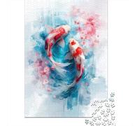 1000 Piece Jigsaws for Adults Puzzle Koi Fish Art Print Jigsaw for Adults Family Game Wall Decoration Great Gift for Gaming 38x26cm/1000pcs