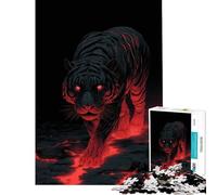 1000 Piece Jigsaws for Adults Puzzle Lava Tiger with Red Glowing Eyes Jigsaw 1000 Piece Toy Wall Decor Birthday Present Challenging Game Gifts (38x52cm)