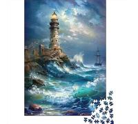 1000 Piece Jigsaws for Adults Puzzle Lighthouse in Stormy Sea Jigsaw for Adults Family Game Wall Decoration Great Gift for Gaming 70x50cm/1000pcs