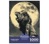1000 Piece Jigsaws for Adults Puzzle Lions Roar at Night Jigsaw Puzzle Brain Teaser Game Hand Speed Race Great Gift for Gaming 70x50cm/1000pcs