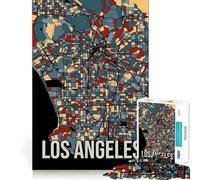 1000 Piece Jigsaws for Adults Puzzle Los Angeles Earthtone Map Exact Edge Art Logic Game Play Calm Fun Time Festive Leisure Gift (50x75cm)