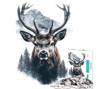 1000 Piece Jigsaws for Adults Puzzle Majestic Deer in Mountains Fun Activities at Home For Family Fun Impossible Game for 14+ Puzzle Game Offered (38x52cm)