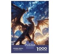 1000 Piece Jigsaws for Adults Puzzle Majestic Dragon Starry Sky Puzzle for Adults Relax Games Stress Reliever Birthday Present, Gifts, 38x26cm/1000pcs