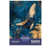 1000 Piece Jigsaws for Adults Puzzle Majestic Gold Whale Puzzle for Adults Relax Games Stress Reliever Birthday Present, Gifts, 38x26cm/1000pcs