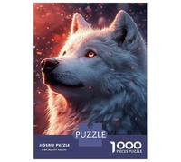 1000 Piece Jigsaws for Adults Puzzle Majestic White Wolf Portrait with Glowing Eyes Jigsaw Puzzle Brain Teaser Game Hand Speed Race Great Gift for Gaming 52x38cm/1000pcs