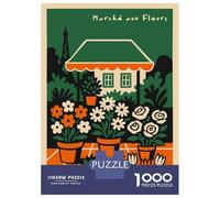 1000 Piece Jigsaws for Adults Puzzle Marché Aux Fleurs Floral Illustration Adult Jigsaw Puzzle Family Games Hand Speed Race Birthday Present, Gifts, 70x50cm/1000pcs