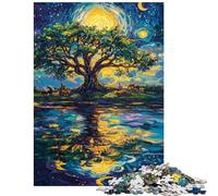 1000 Piece Jigsaws for Adults Puzzle Moonlit Tree Reflections Fun Games Staycation Kill Time Anti-Stress Toys Decompressing Intellectual Size 38x26cm
