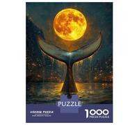 1000 Piece Jigsaws for Adults Puzzle Moonlit Whale Rise Adult Jigsaw Puzzle Brain Teaser Game Difficult Challenge Challenging To Complete 52x38cm/1000pcs
