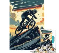 1000 Piece Jigsaws for Adults Puzzle Mountain Biker on Peak, Digital Art Addictive Toys to Cultivate Patience Practical Game Presents for Women Art Work Gifts (Size 38x52cm)