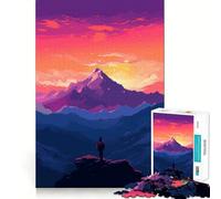 1000 Piece Jigsaws for Adults Puzzle Mountain Scenery Pixel Art Exact Edge Art Logic Game Play Calm Fun Time Festive Leisure Gift (38x52cm)