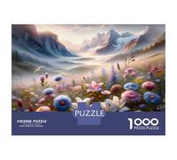 1000 Piece Jigsaws for Adults Puzzle Mountain Wildflower Field Puzzles for Adults Family Game Hand Speed Race Challenging To Complete 38x26cm/1000pcs