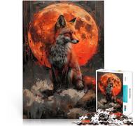 1000 Piece Jigsaws for Adults Puzzle Mystical Orange Wolf Educational Game Challenge Toy gifts for friends and family 26x38cm
