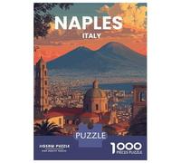 1000 Piece Jigsaws for Adults Puzzle Naples, Italy Cityscape with Mount Vesuvius Puzzles for Adults Toy Wall Decor Presents for Women Birthday Present, Gifts, 52x38cm/1000pcs