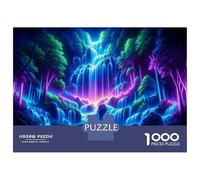 1000 Piece Jigsaws for Adults Puzzle Neon Forest Waterfall Puzzles for Adults Family Games Precision Cutting Gifts for Friends And Family 38x26cm/1000pcs