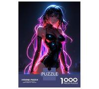 1000 Piece Jigsaws for Adults Puzzle Neon Glowing Anime Babe Jigsaw Puzzle Brain Teaser Game Hand Speed Race Great Gift for Gaming 38x26cm/1000pcs