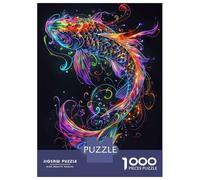 1000 Piece Jigsaws for Adults Puzzle Neon Koi Fish Teenager Puzzles Family Game Difficult Challenge Great Gift for Gaming 38x26cm/1000pcs