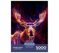 1000 Piece Jigsaws for Adults Puzzle Neon Moose Majesty Teenager Puzzles Hands-on Game Difficult Challenge Birthday Present, Gifts, 70x50cm/1000pcs