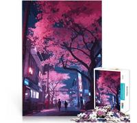 1000 Piece Jigsaws for Adults Puzzle Neon Tokyo Sakura Street Denkspiel denn eignet sich ideal als Geschenk für die ganze Familie38x26cm