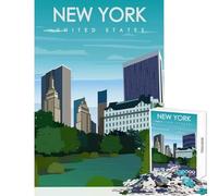 1000 Piece Jigsaws for Adults Puzzle New York State Travel Art Jigsaw Puzzles for Adults Precision Cutting Challenging To Complete Brainteaser Family Games (38x26cm)