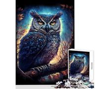 1000 Piece Jigsaws for Adults Puzzle Night Watchman Owl Practical Game Home Art Decor Educational Toy Decompressing Intellectual (50X75cm)