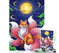 1000 Piece Jigsaws for Adults Puzzle Nine-tailed Fox Under The Moon Practical Game Home Art Decor Educational Toy Decompressing Intellectual (26X38cm)