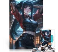 1000 Piece Jigsaws for Adults Puzzle Ninja Anime Girl in Red an Schwierig Schwer Geburtstagsgeschenk, Geschenke75x50cm