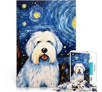 1000 Piece Jigsaws for Adults Puzzle Old English Sheepdog Night Lustige Spiele Wunschliste mit dem Weihnachtsmann38x26cm