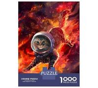 1000 Piece Jigsaws for Adults Puzzle Orange Space Cat Puzzles for Adults Family Game Hand Speed Race Challenging To Complete 52x38cm/1000pcs