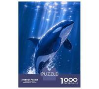 1000 Piece Jigsaws for Adults Puzzle Orca Breaching in Blue Ocean Waters Jigsaw Puzzle Brain Teaser Game Hand Speed Race Great Gift for Gaming 52x38cm/1000pcs