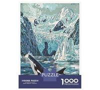 1000 Piece Jigsaws for Adults Puzzle Orca in Kenai Fjords Adult Jigsaw Puzzle Brain Teaser Game Difficult Challenge Challenging To Complete 38x26cm/1000pcs