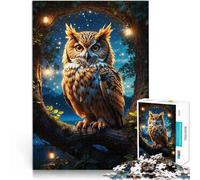 1000 Piece Jigsaws for Adults Puzzle Owl Perch Majesty in Moon Schwierig Schwer mit passendem Poster und Quizblatt75x50cm