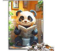 1000 Piece Jigsaws for Adults Puzzle Panda Reading Newspaper on Toilet Family Fun & Game Night Improve Memory Secret Santa Gifts (size 38x52cm)