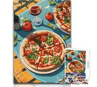 1000 Piece Jigsaws for Adults Puzzle Pizza And Wine Still Life Educational Family Game Perfect Decoration Birthday Gift Size 38x26cm
